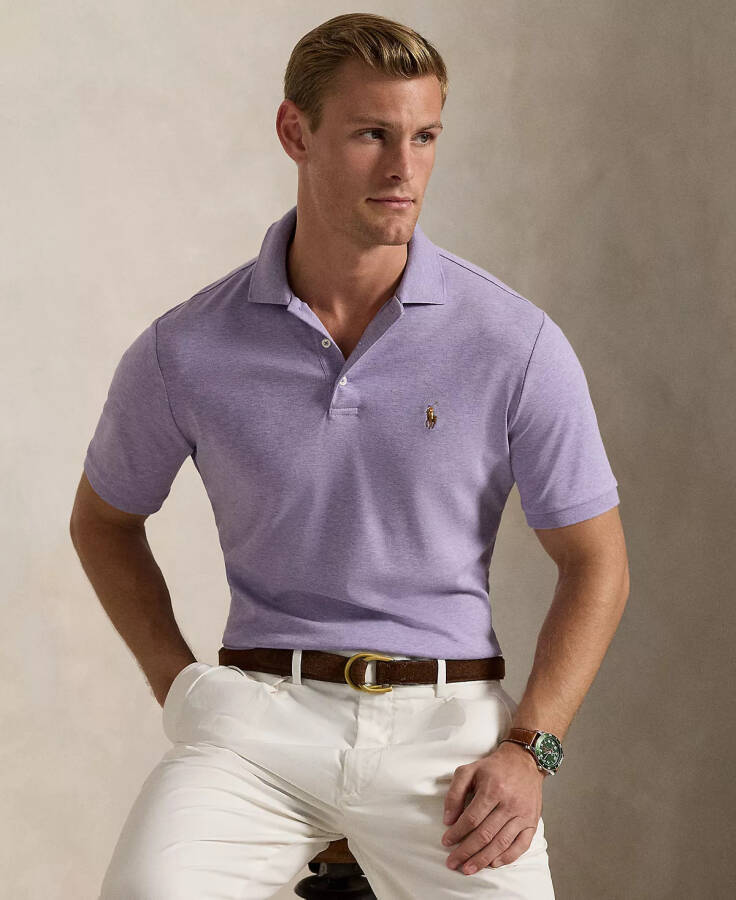 Men's Classic Fit Soft Cotton Polo Purple Heather - 1