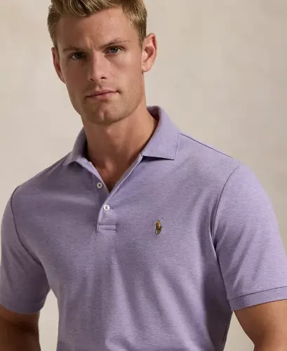 Men's Classic Fit Soft Cotton Polo-Purple Heather - 3