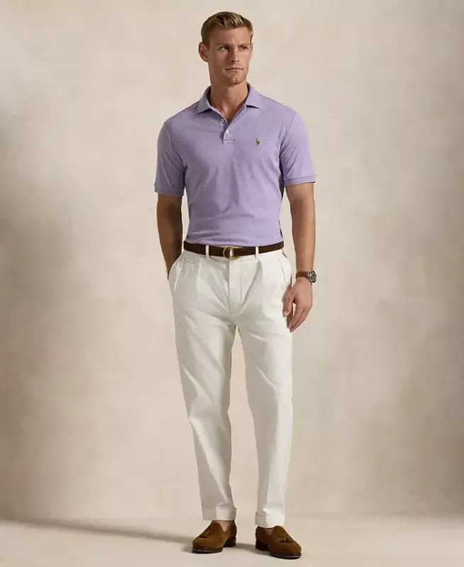 Men's Classic Fit Soft Cotton Polo-Purple Heather - 4