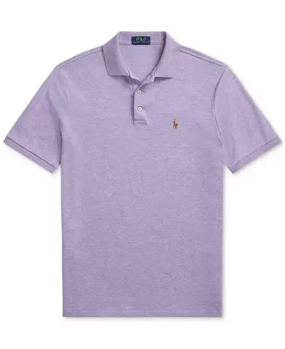 Men's Classic Fit Soft Cotton Polo-Purple Heather - 5