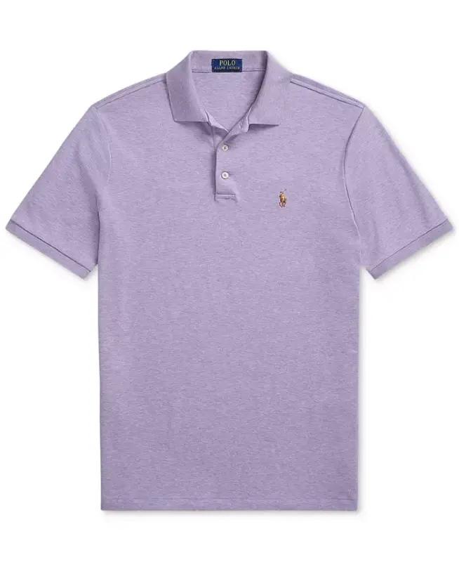 Men's Classic Fit Soft Cotton Polo-Purple Heather - 5