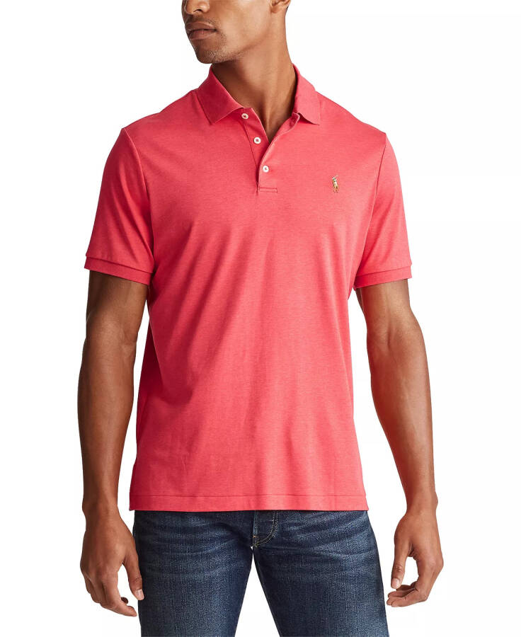 Men's Classic Fit Soft Cotton Polo Rosette Heather Red - 1