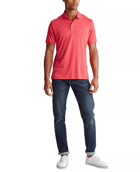 Men's Classic Fit Soft Cotton Polo Rosette Heather Red - 4