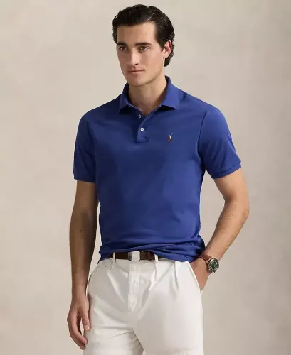 Men's Classic-Fit Soft Cotton Polo Shirt - Annapolis Blue 