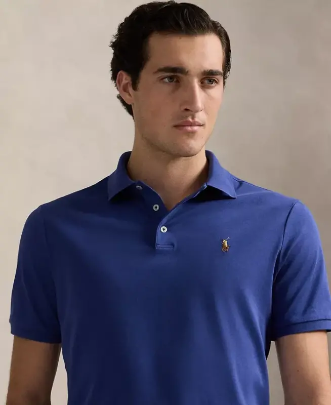 Men's Classic-Fit Soft Cotton Polo Shirt - Annapolis Blue - 3