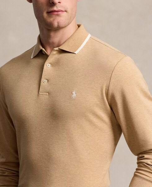 Men's Classic Fit Soft Cotton Polo Shirt Camel - 3