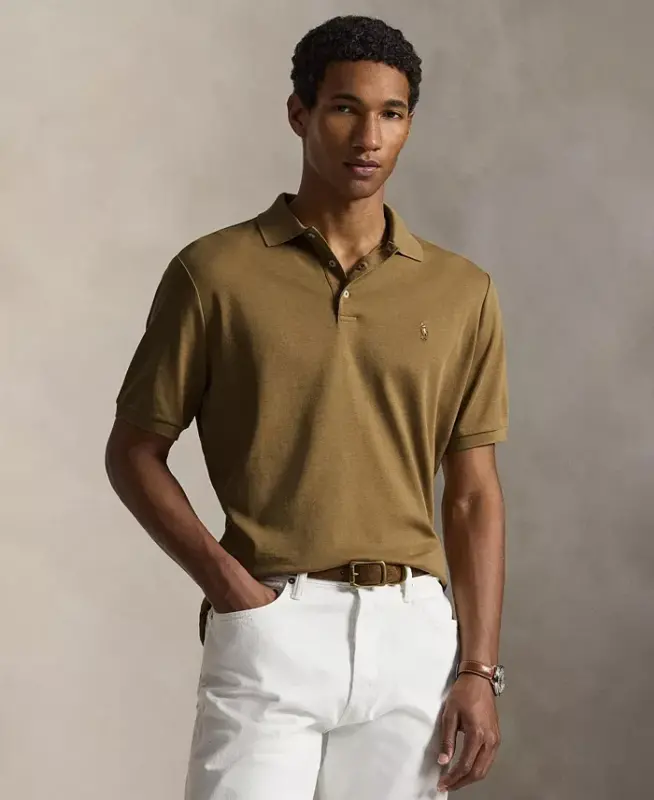 Men's Classic-Fit Soft Cotton Polo Shirt - Carmel Pink - 13