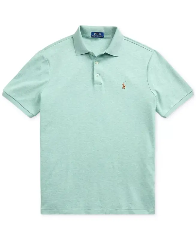 Men's Classic-Fit Soft Cotton Polo Shirt - Celadon Heather - 5
