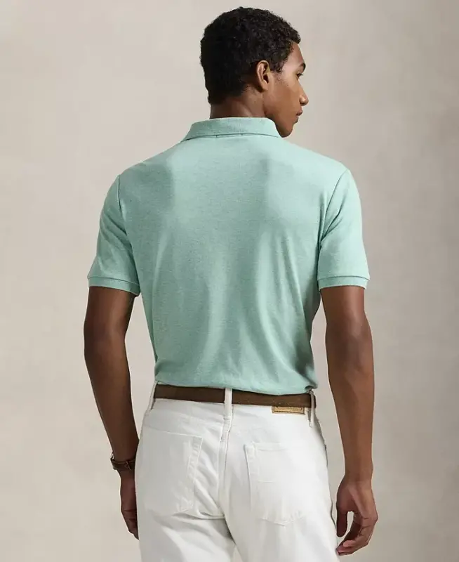 Men's Classic-Fit Soft Cotton Polo Shirt - Celadon Heather - 2