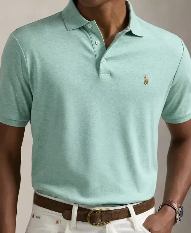 Men's Classic-Fit Soft Cotton Polo Shirt - Celadon Heather - 3
