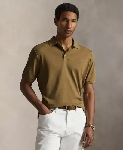 Men's Classic-Fit Soft Cotton Polo Shirt - Celadon Heather - 14