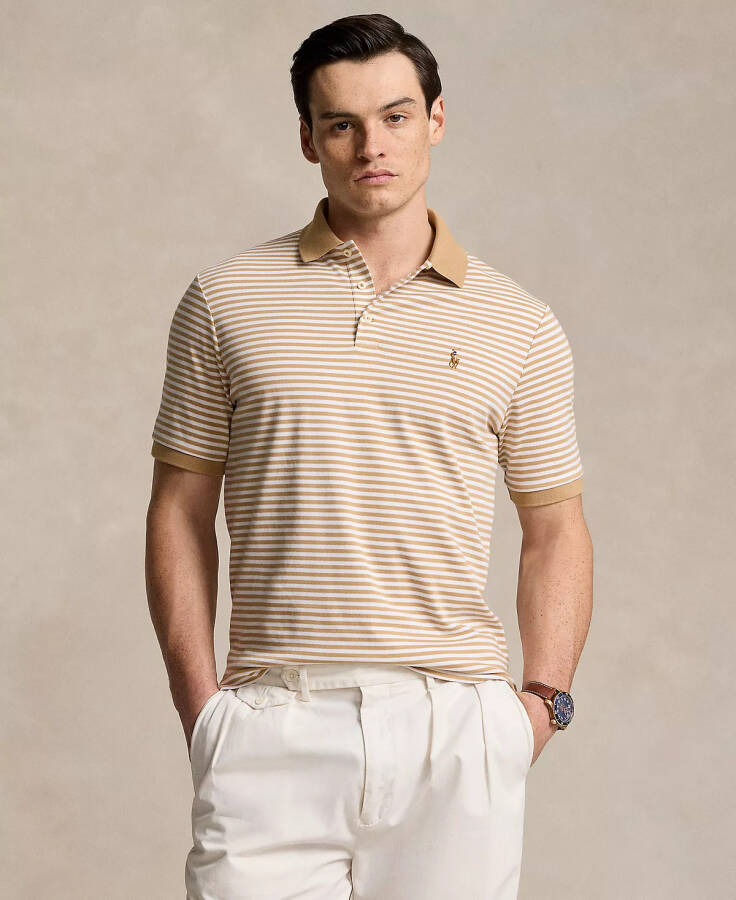 Men's Classic-Fit Soft Cotton Polo Shirt Classic Camel/white - 1