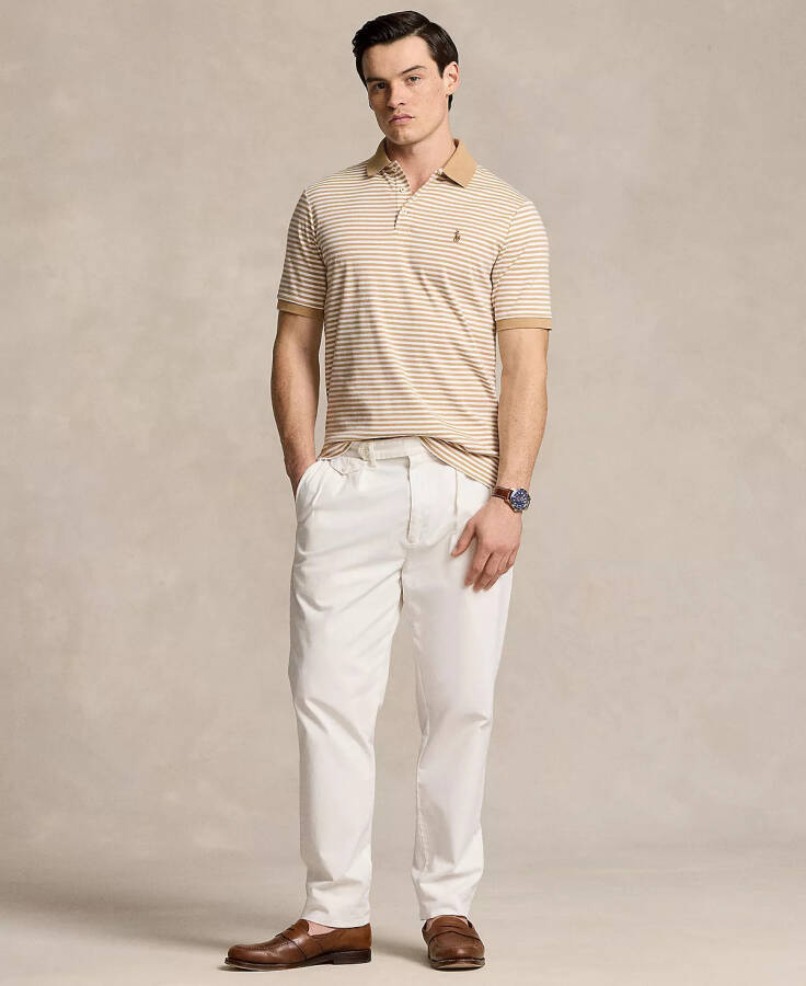 Men's Classic-Fit Soft Cotton Polo Shirt Classic Camel/white - 4