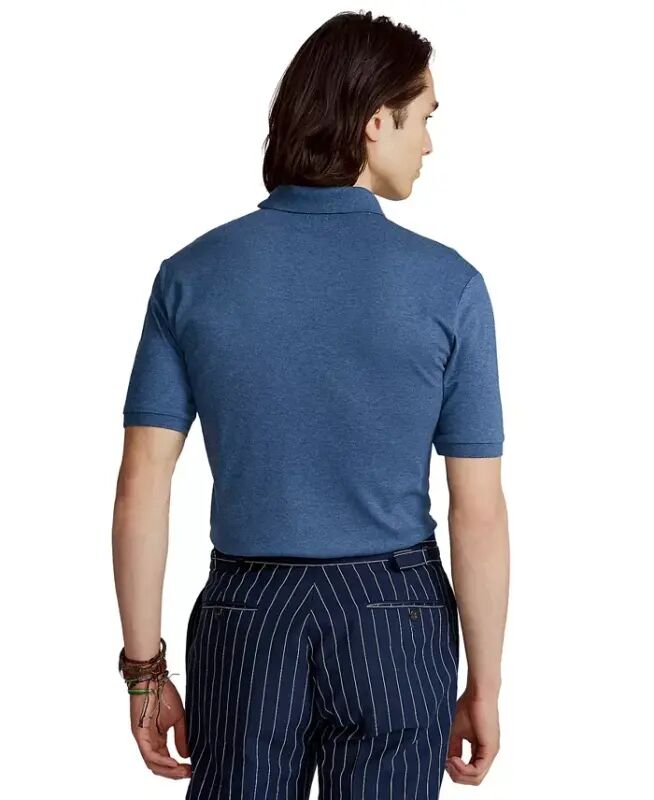 Men's Classic-Fit Soft Cotton Polo Shirt - Derby Blue Heather - 4