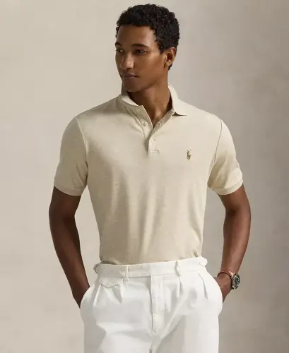 Men's Classic-Fit Soft Cotton Polo Shirt - Expedition Dune Heather 