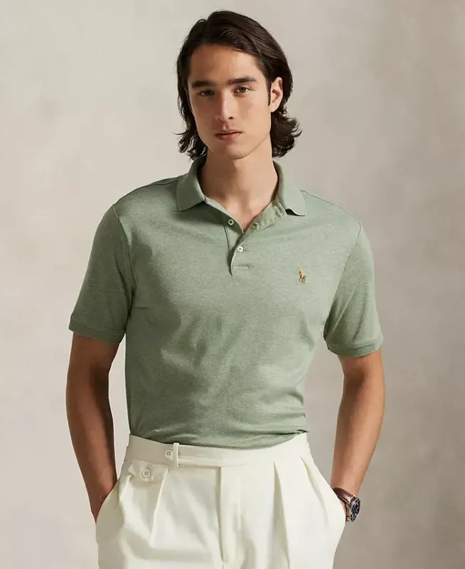 Men's Classic-Fit Soft Cotton Polo Shirt - Greenery Heather - POLO RALPH LAUREN
