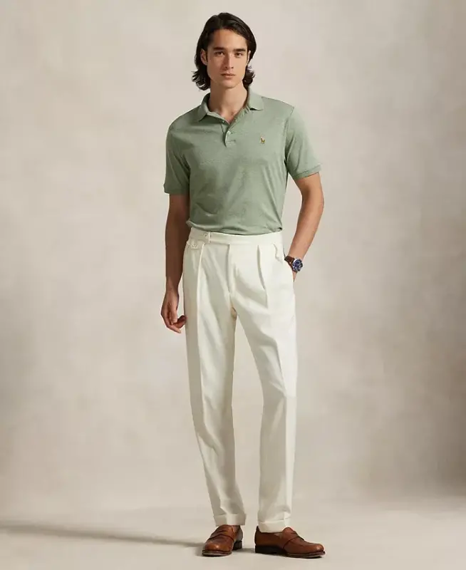 Men's Classic-Fit Soft Cotton Polo Shirt - Greenery Heather - 4