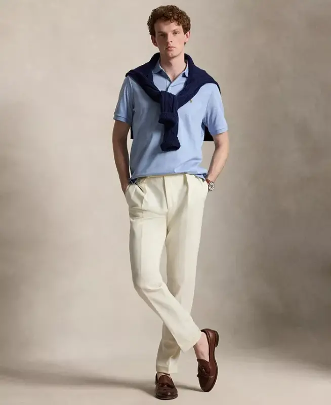 Men's Classic Fit Soft Cotton Polo Shirt - Isle Heather - 2