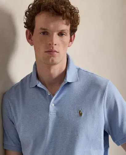 Men's Classic Fit Soft Cotton Polo Shirt - Isle Heather - 3