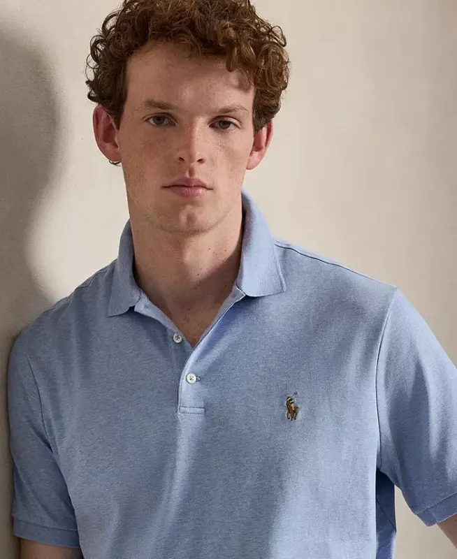 Men's Classic Fit Soft Cotton Polo Shirt - Isle Heather - 3