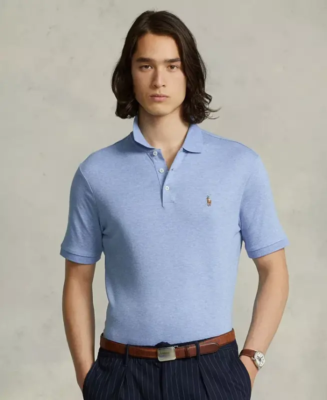 Men's Classic-Fit Soft Cotton Polo Shirt - Jamaica Heather - 1