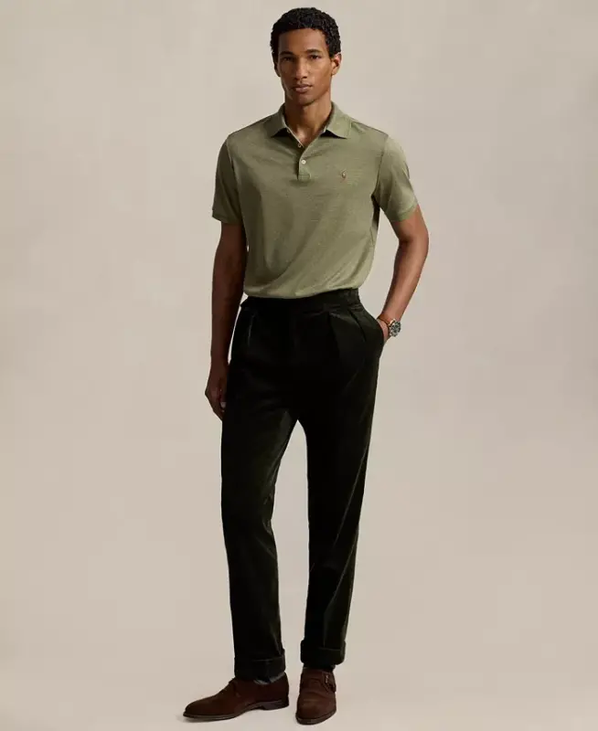 Men's Classic-Fit Soft Cotton Polo Shirt - Light Green Heather - 2