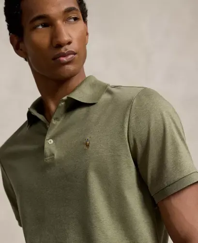 Men's Classic-Fit Soft Cotton Polo Shirt - Light Green Heather - 3