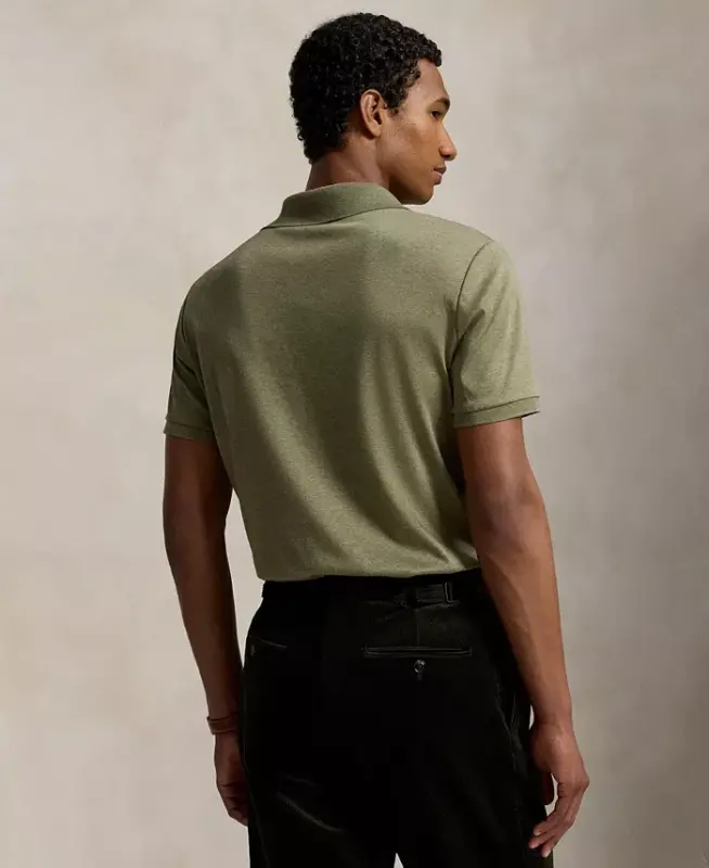 Men's Classic-Fit Soft Cotton Polo Shirt - Light Green Heather - 4