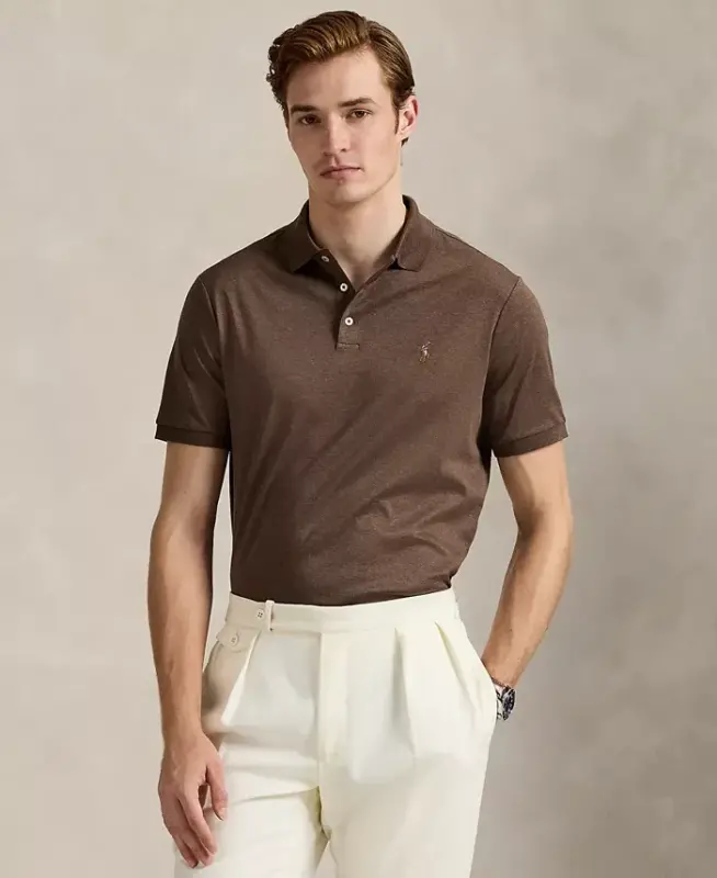 Men's Classic-Fit Soft Cotton Polo Shirt - Nutmeg Brown Heather - POLO RALPH LAUREN