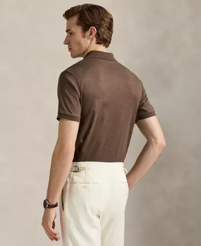 Men's Classic-Fit Soft Cotton Polo Shirt - Nutmeg Brown Heather - 2
