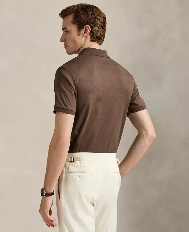 Men's Classic-Fit Soft Cotton Polo Shirt - Nutmeg Brown Heather - 2