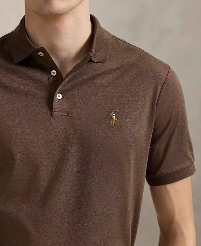 Men's Classic-Fit Soft Cotton Polo Shirt - Nutmeg Brown Heather - 3