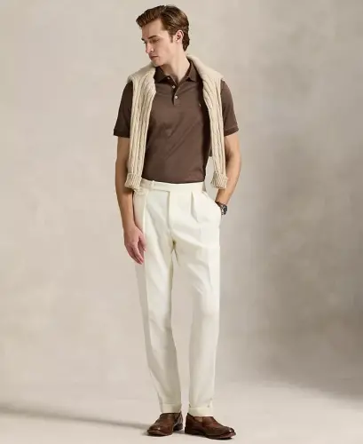 Men's Classic-Fit Soft Cotton Polo Shirt - Nutmeg Brown Heather - 4