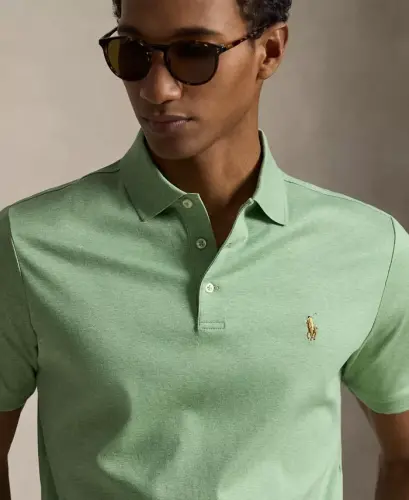 Men's Classic-Fit Soft Cotton Polo Shirt - Outback Green Heather - 6