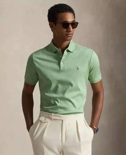 Men's Classic-Fit Soft Cotton Polo Shirt - Outback Green Heather - 7