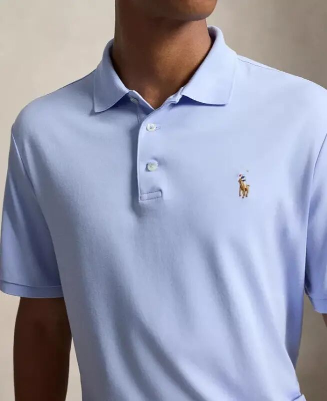 Men's Classic-Fit Soft Cotton Polo Shirt - Pebble Blue - 3