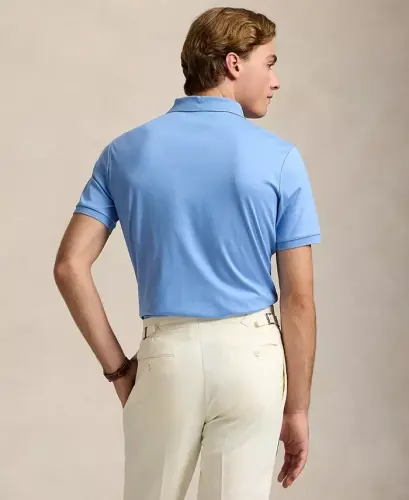 Men's Classic-Fit Soft Cotton Polo Shirt - Sky Blue - 2