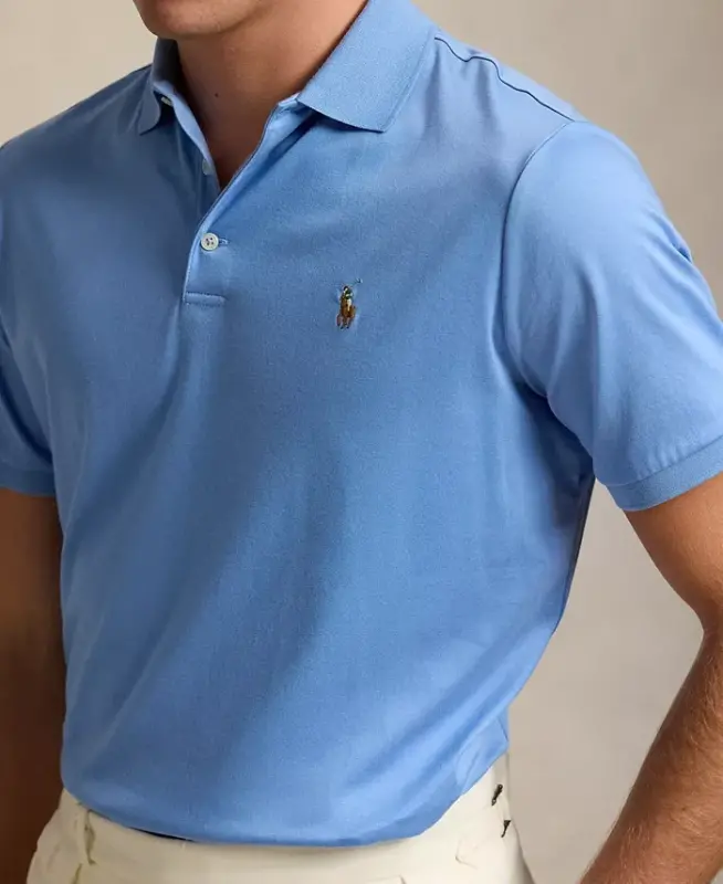Men's Classic-Fit Soft Cotton Polo Shirt - Sky Blue - 3