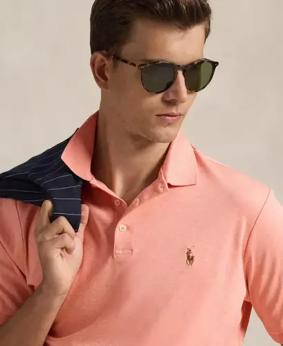 Men's Classic-Fit Soft Cotton Polo Shirt - Soft Orange Heather - 4