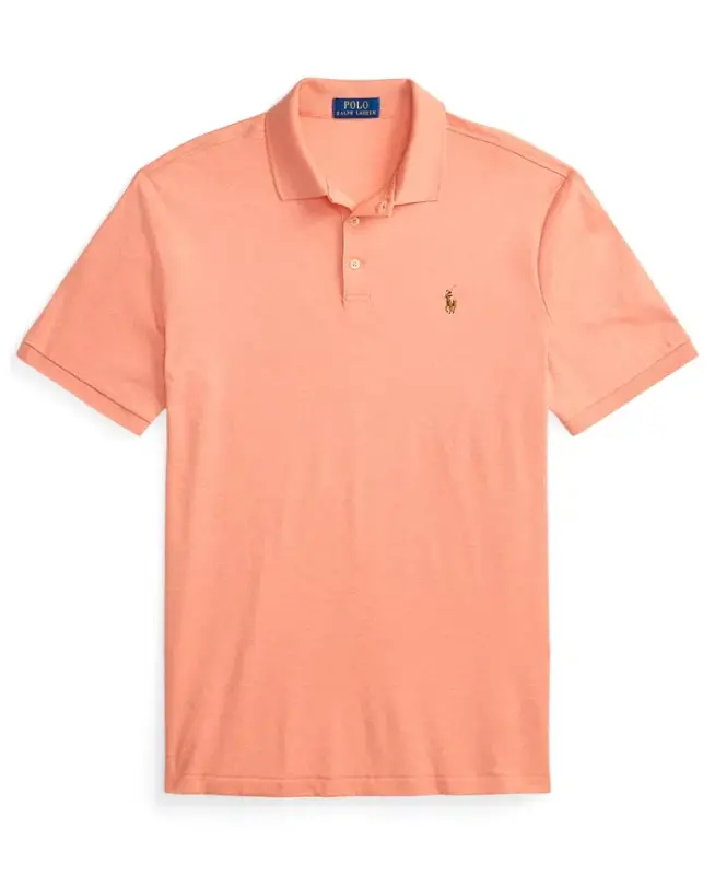 Men's Classic-Fit Soft Cotton Polo Shirt - Soft Orange Heather - 2