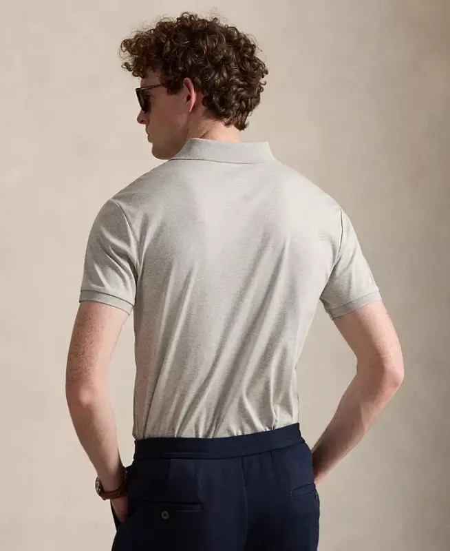 Men's Classic Fit Soft Cotton Polo Shirt - SPRING HEATHER - 3