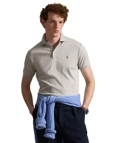 Men's Classic Fit Soft Cotton Polo Shirt - SPRING HEATHER - 4