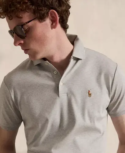 Men's Classic Fit Soft Cotton Polo Shirt - SPRING HEATHER - 5