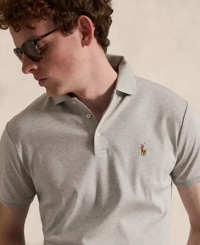 Men's Classic Fit Soft Cotton Polo Shirt - SPRING HEATHER - 5