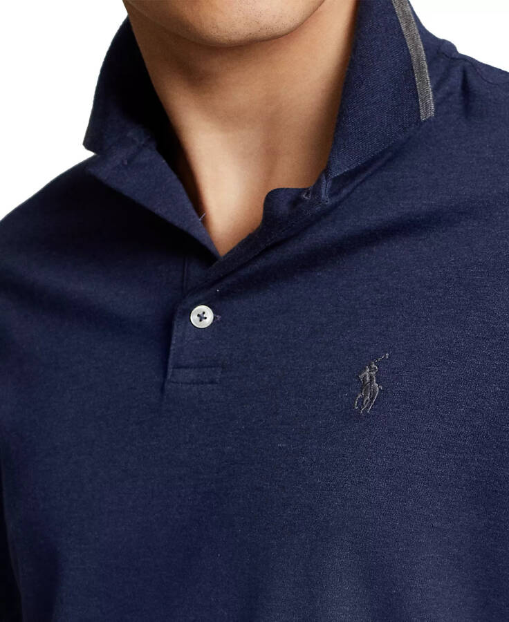 Men's Classic Fit Soft Cotton Polo Shirt Spring Navy Heather - 2