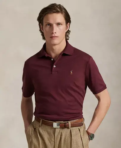 Men's Classic-Fit Soft Cotton Polo Shirt - Spring Wine Heather - 1