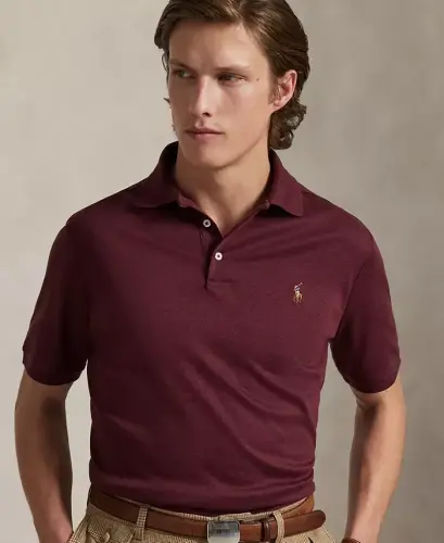 Men's Classic-Fit Soft Cotton Polo Shirt - Spring Wine Heather - 3