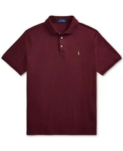 Men's Classic-Fit Soft Cotton Polo Shirt - Spring Wine Heather - 5