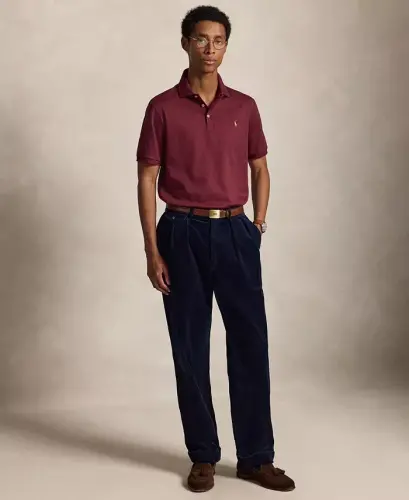 Men's Classic Fit Soft Cotton Polo Shirt - Spring Wine Heather - 6
