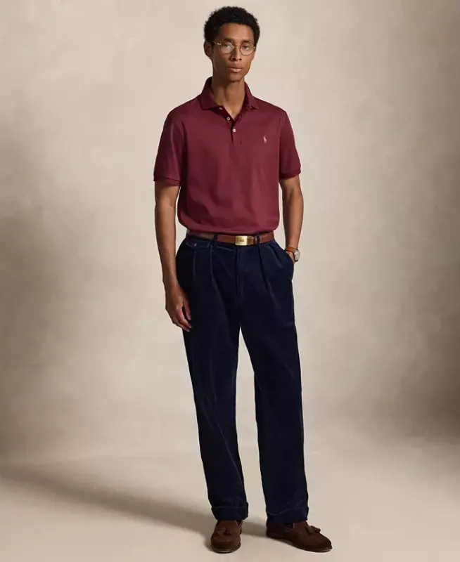 Men's Classic Fit Soft Cotton Polo Shirt - Spring Wine Heather - 6